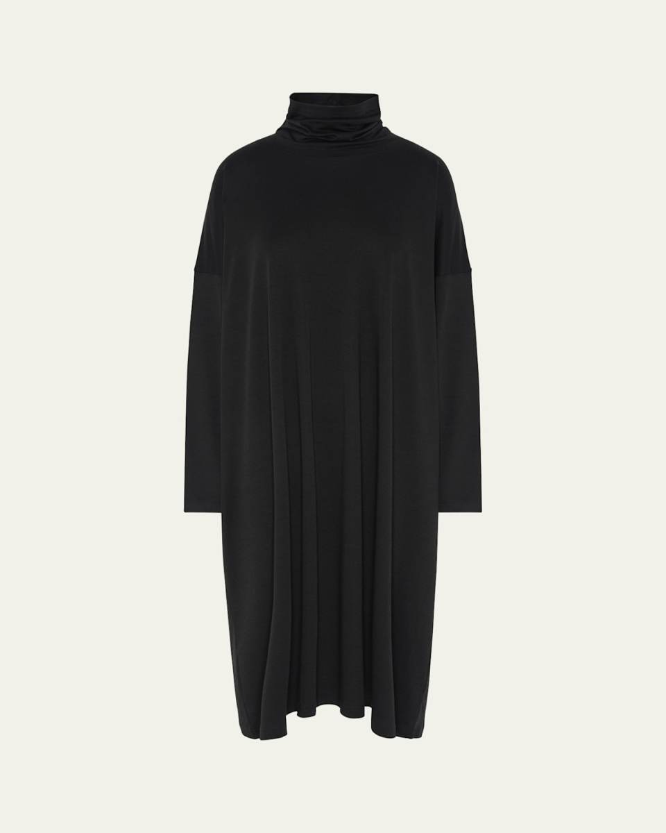 Wide A-Line Scrunch-Neck Dress